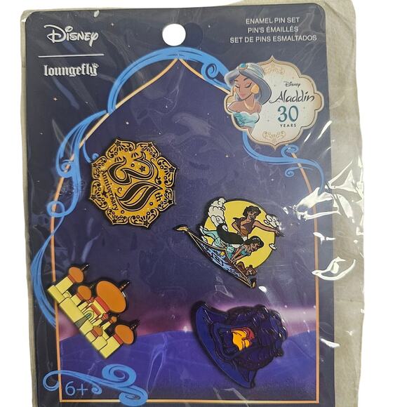 Loungefly Disney Aladdin 30th Anniversary 4 Piece Pin Set NWT - Picture 1 of 5